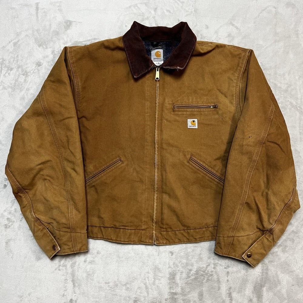 Vintage 90s Carhartt Detroit Jacket Mens Size 56 J01 Brown USA Blanket Canvas